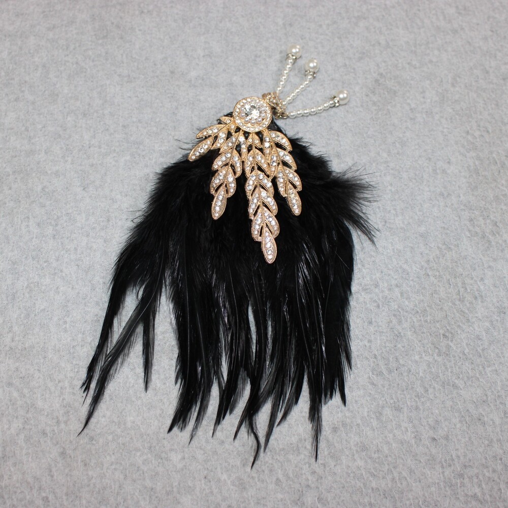 Feather Hair Clip 1920‘s Inspired Cocktail Tea Party Flapper Mardi Gras Cosplay